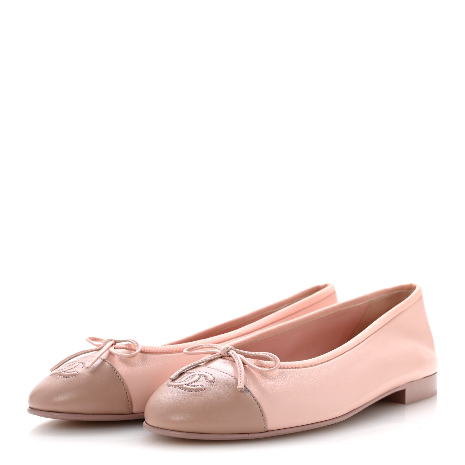 Chanel Lambskin Cap Toe CC Ballerina Flats 39 Light Pink Dark Pink 4 of 10