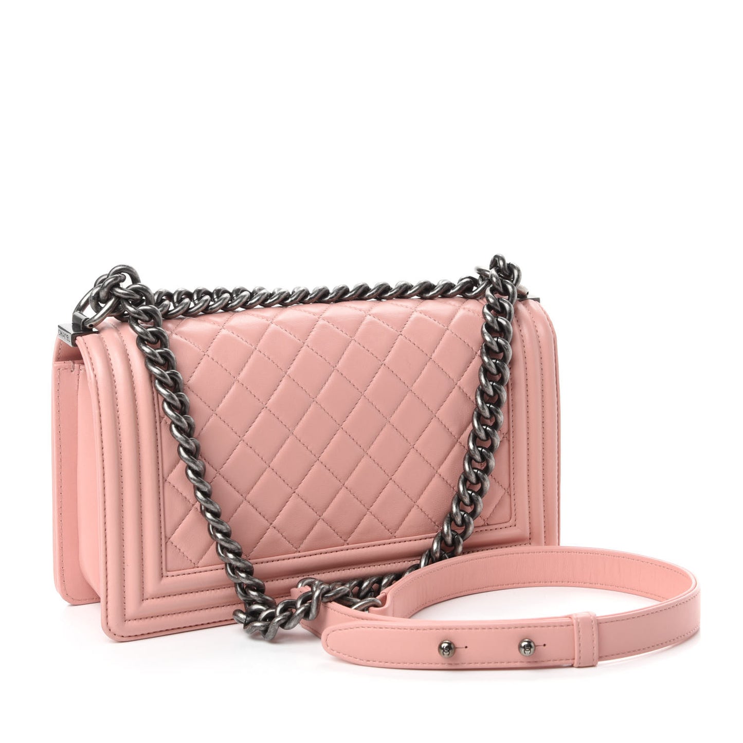 Lambskin Quilted Medium Boy Flap Light Pink