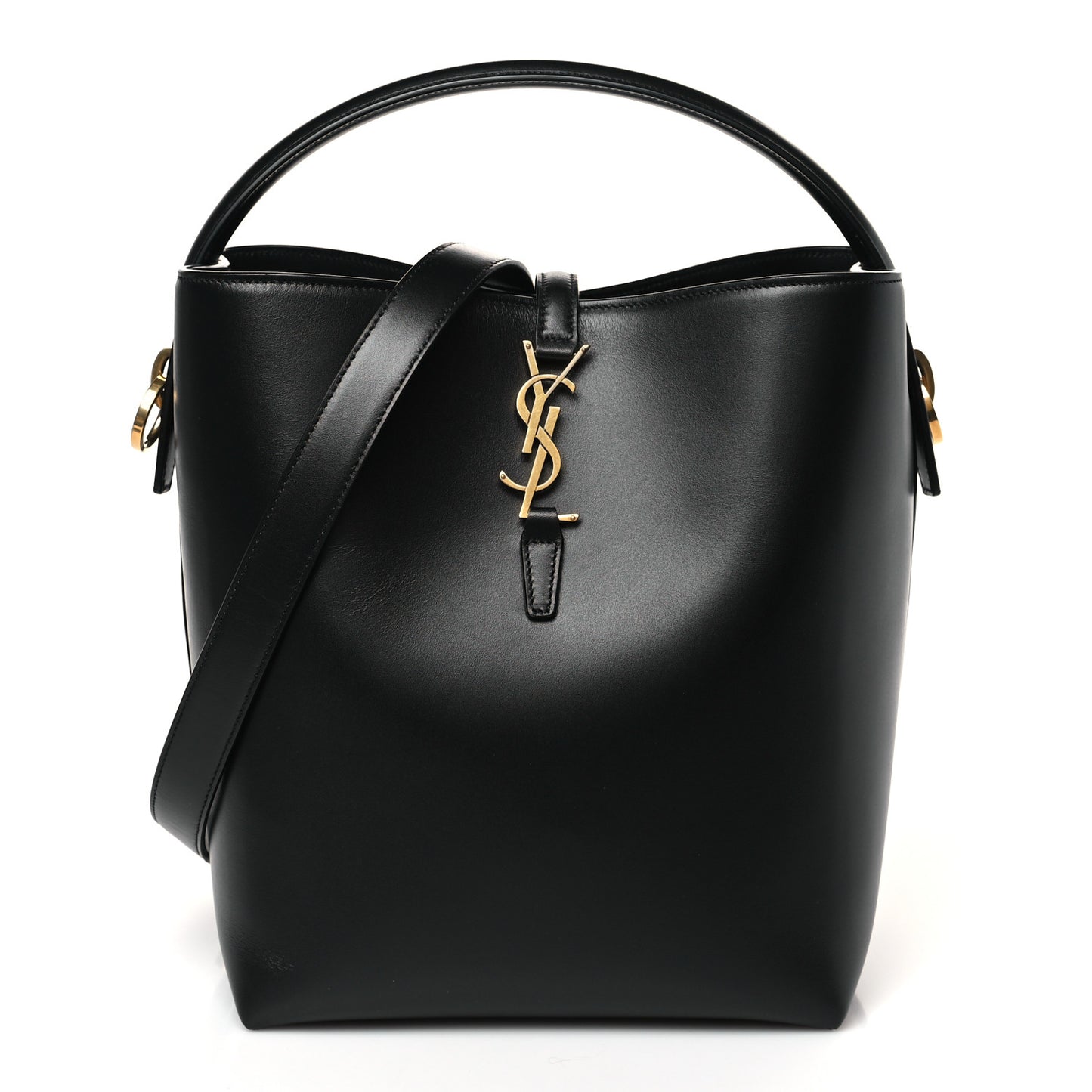Shiny Calfskin Le 37 Bucket Bag Black