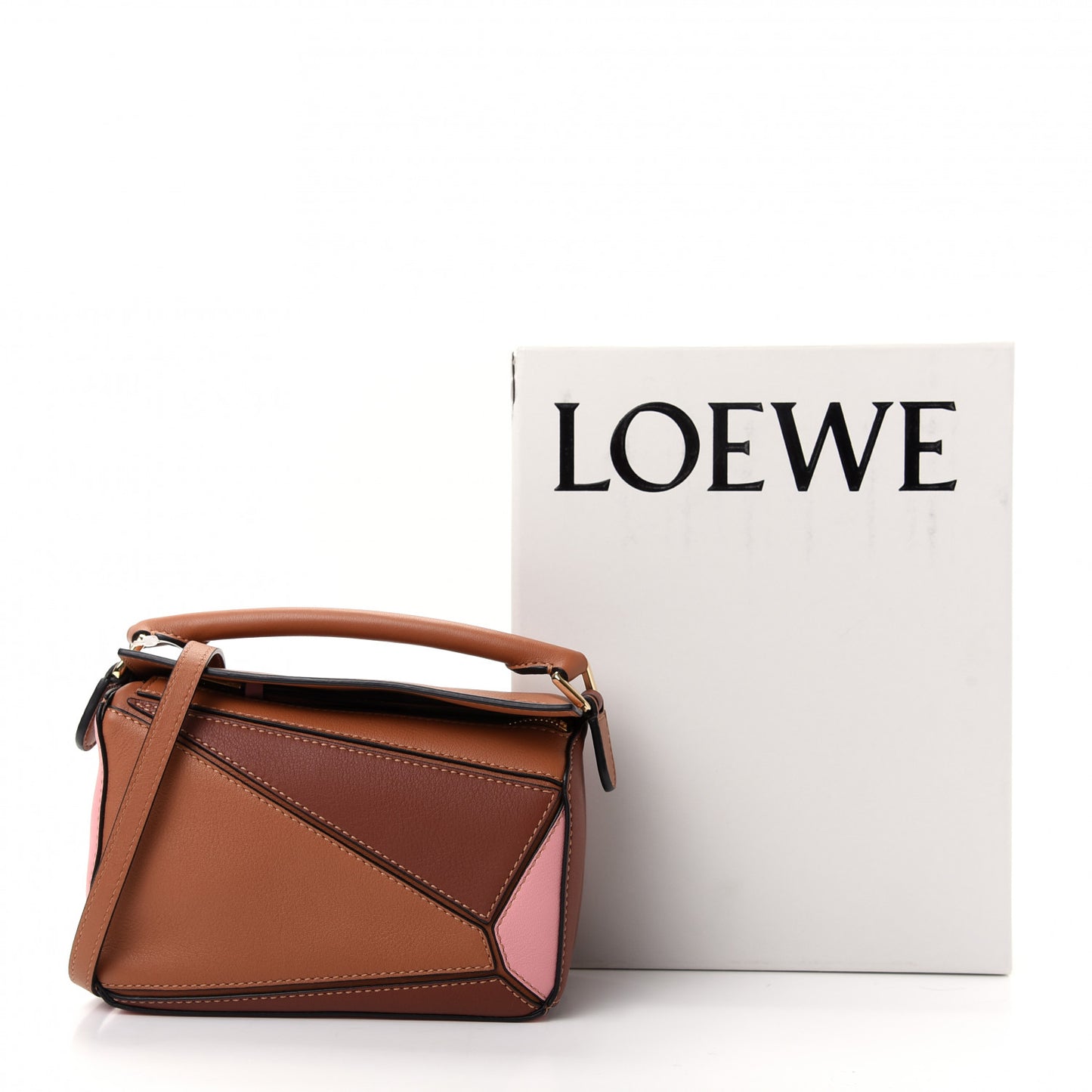 Calfskin Mini Puzzle Bag Tan Medium Pink
