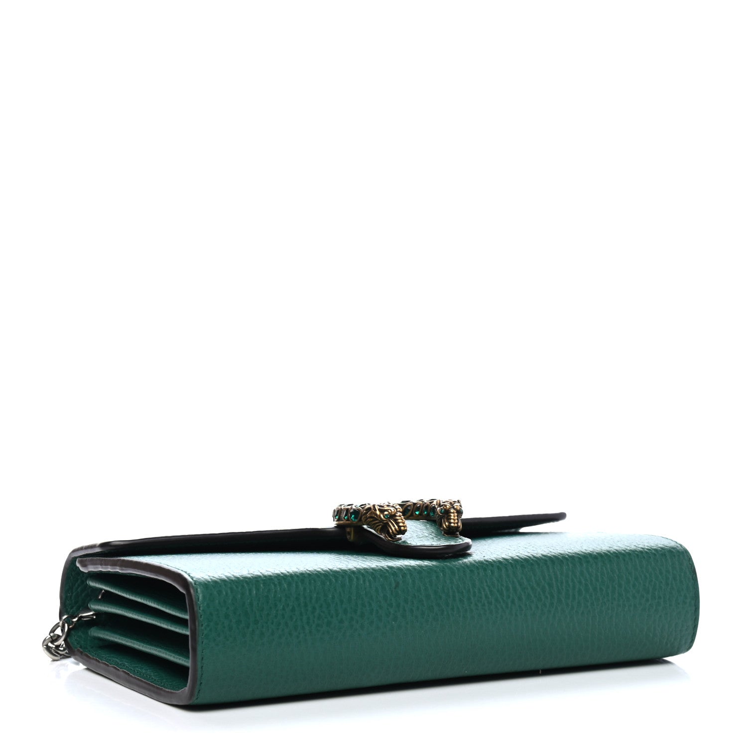 Gucci Calfskin Mini Dionysus Chain Wallet Emerald 3 of 4