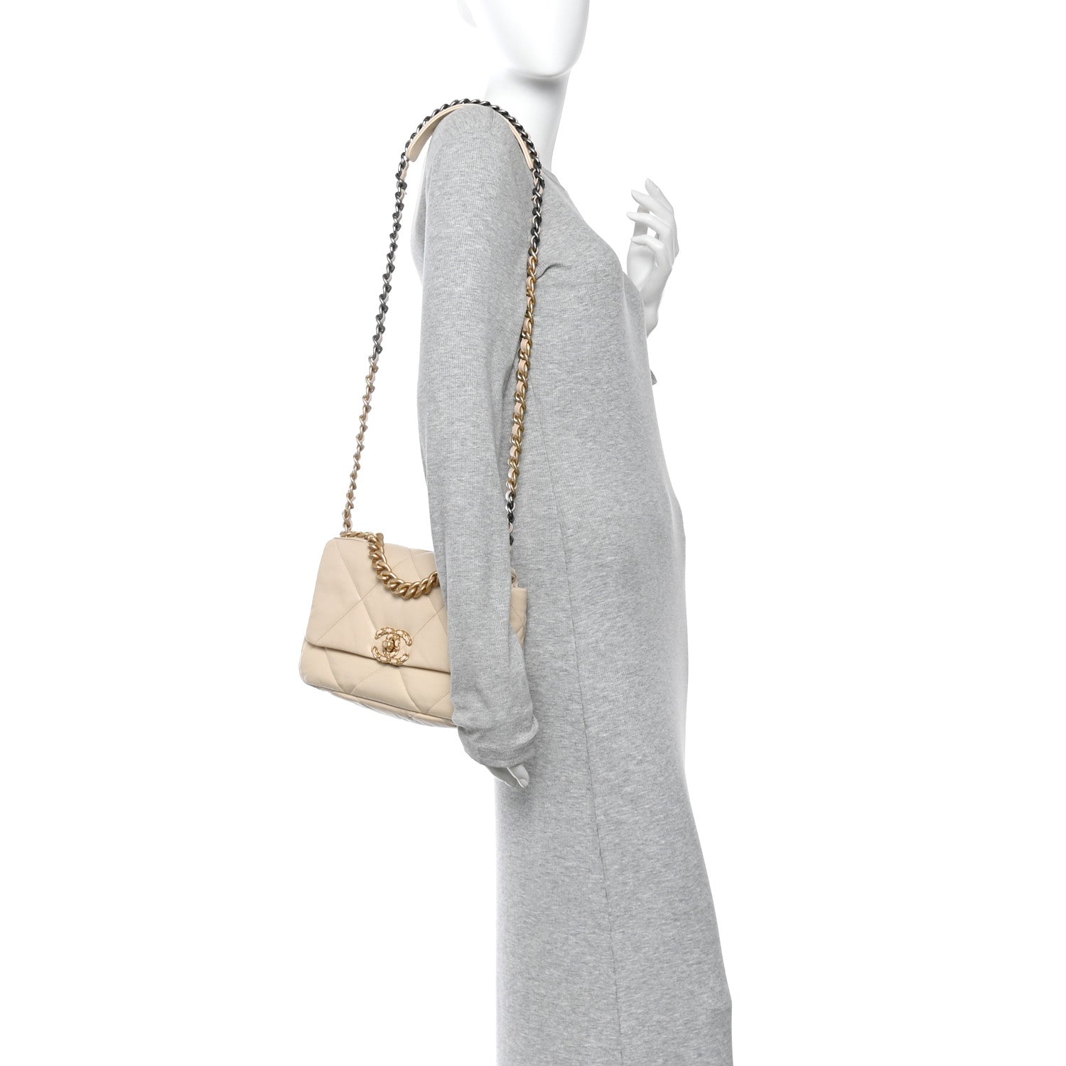 Chanel Lambskin Quilted Medium Chanel 19 Flap Beige 2 of 11