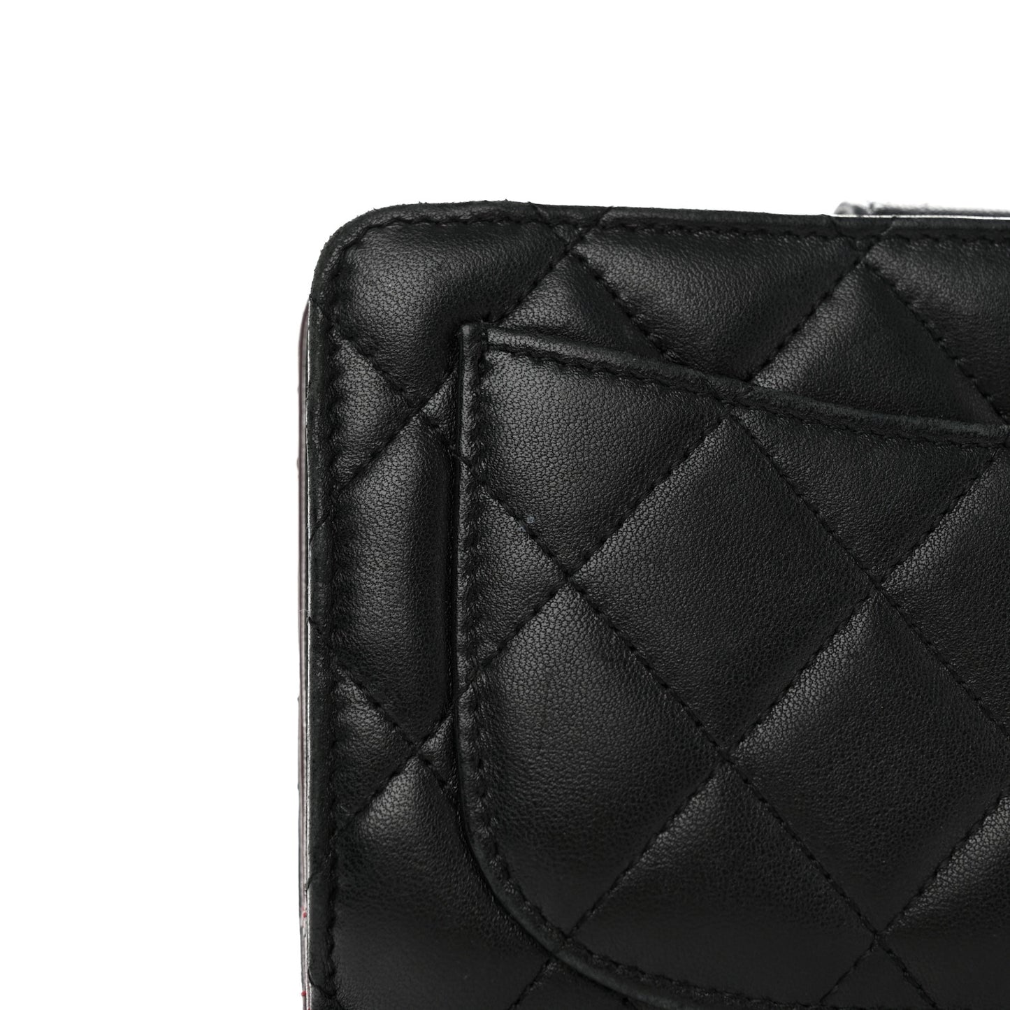 Lambskin Quilted Zipped Pocket Wallet Black