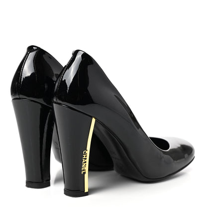 Chanel Patent Logo Pumps 36.5 Black 4 of 10