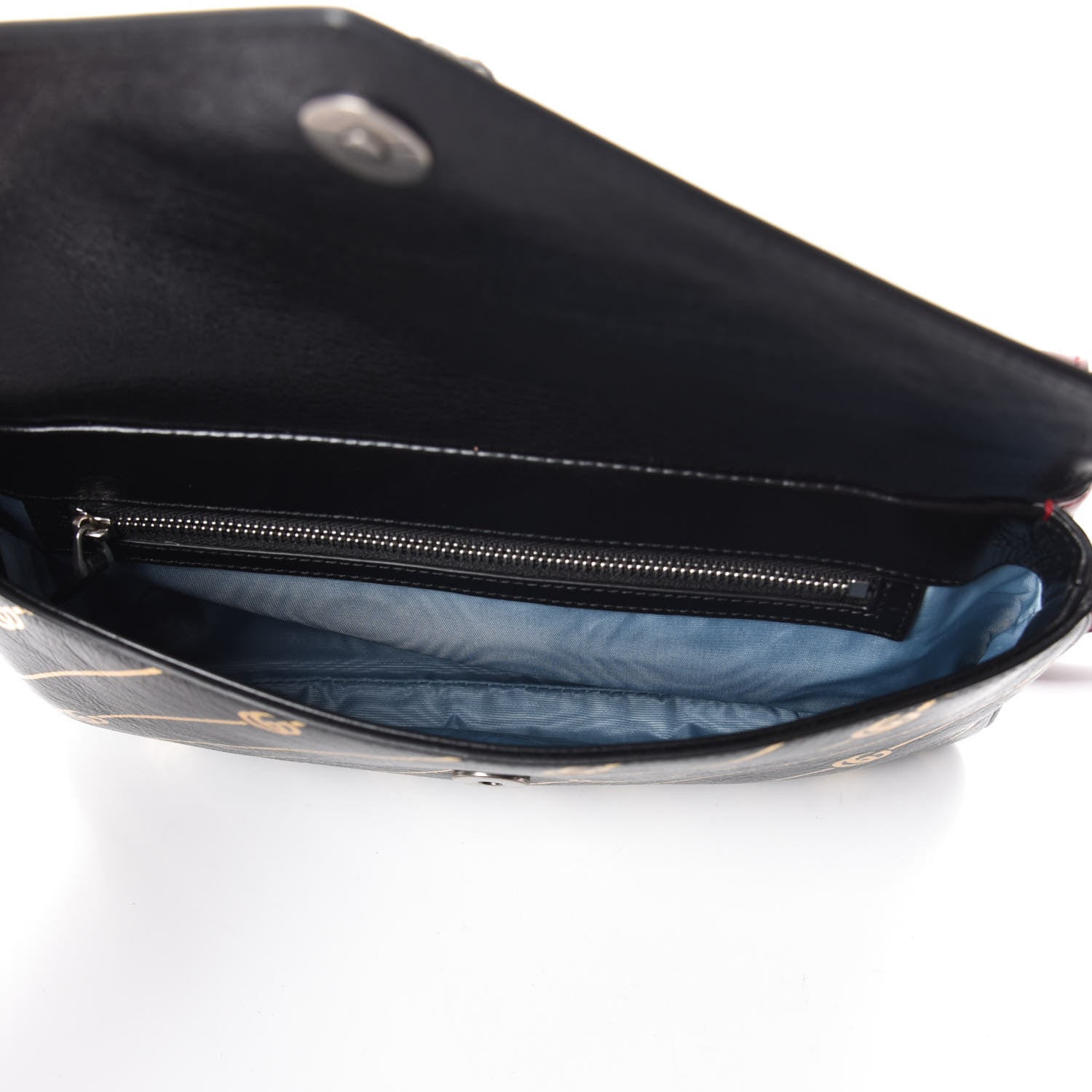 Gucci Calfskin Diagonal GG Medium Thiara Double Envelope Shoulder Bag Black Red 7 of 9