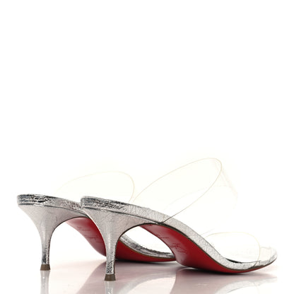 Christian Louboutin Laminated Vint Calfskin PVC Just Nothing 55 Slide Sandals 40 Silver 8 of 18