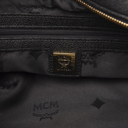 MCM Grained Calfskin Studded Small Heritage Boston Bag Black 6 of 9