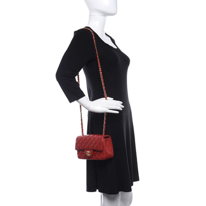 Chanel Lambskin Quilted Mini Rectangular Flap Red 2 of 9