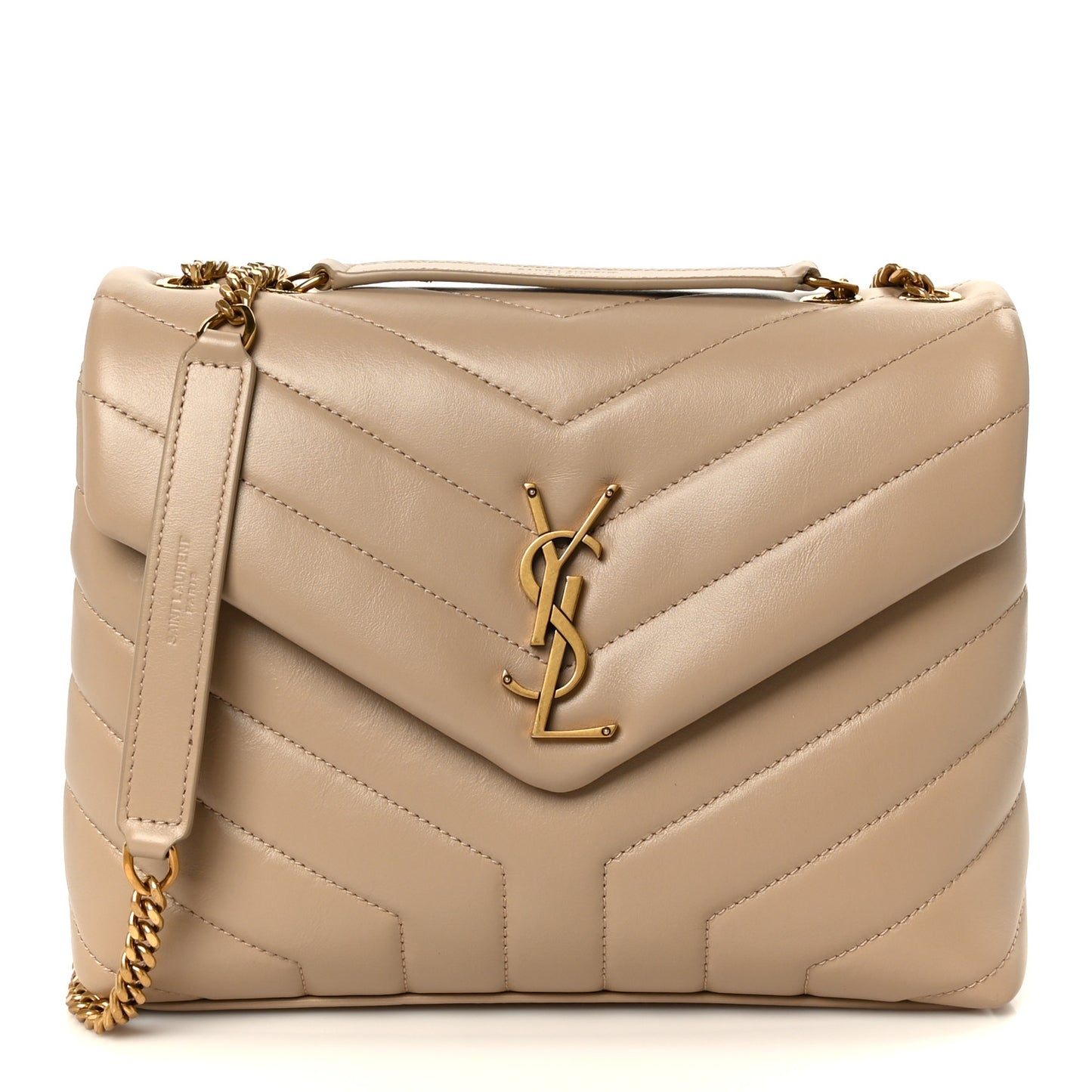 Calfskin Y Quilted Monogram Small Loulou Chain Satchel Dark Beige Dark Beige