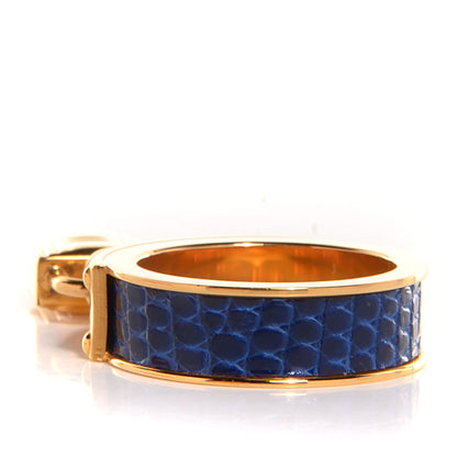 Hermes Lizard Gold Plated Kelly Cadena Scarf Ring Bleu Roi 5 of 6