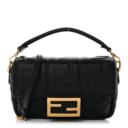 Fendi Nappa FF 1974 Embossed Mini Baguette Black 1 of 9