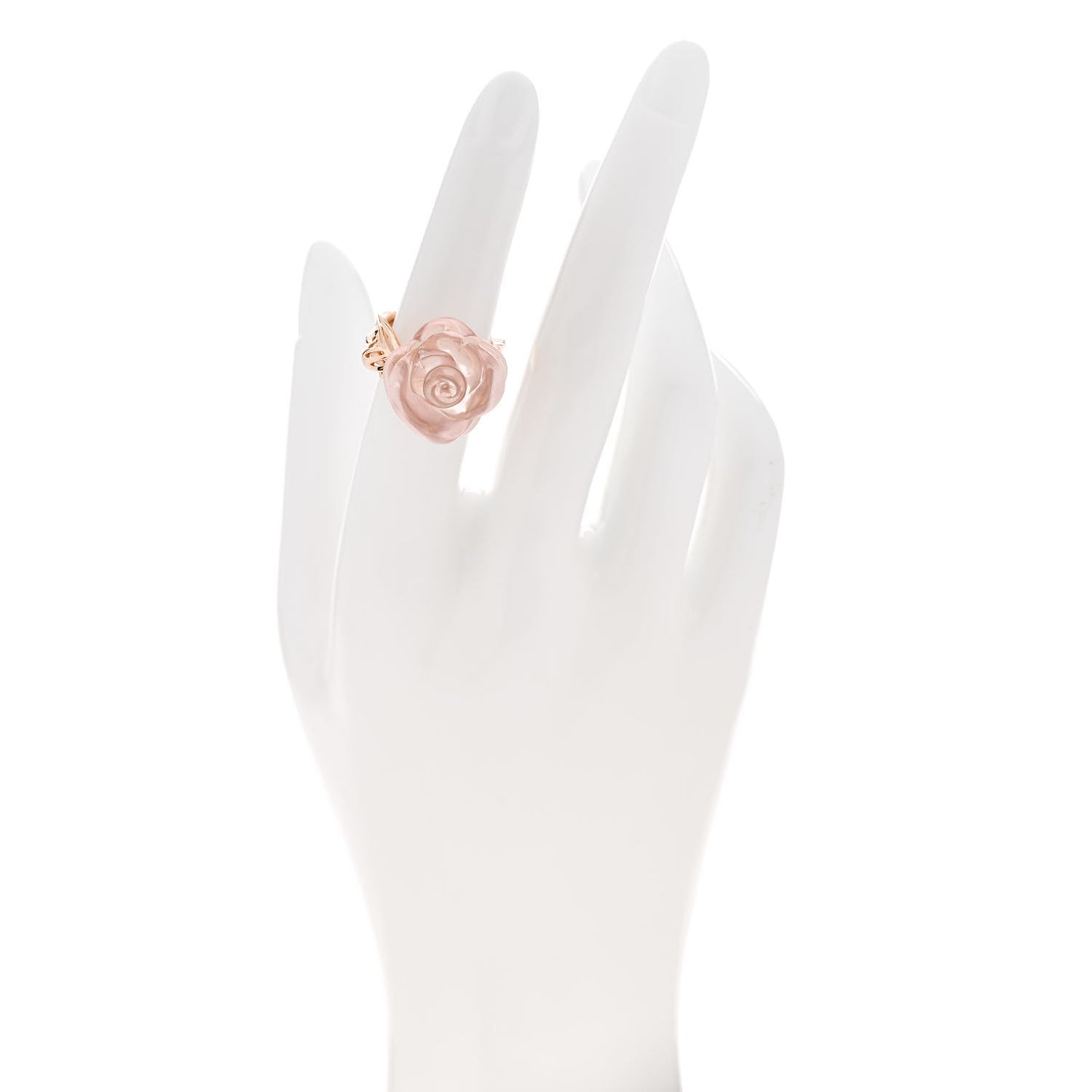 18K Pink Gold Diamond Rose Quartz Dior Pre Catelan Ring 51 5.5
