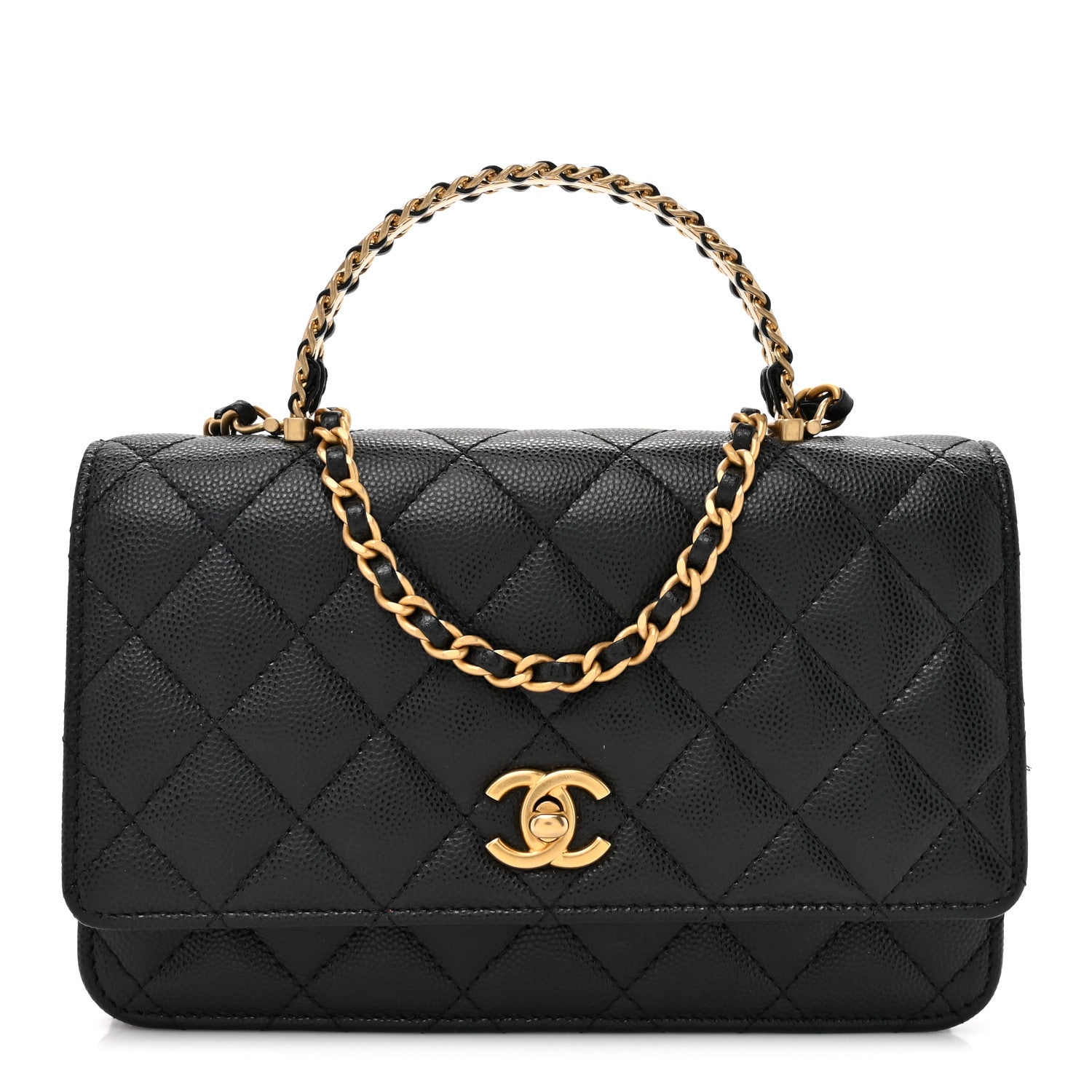 Chanel Shiny Caviar Quilted Pick Me Up Wallet On Chain WOC Black 1 of 11