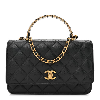 Chanel Shiny Caviar Quilted Pick Me Up Wallet On Chain WOC Black 1 of 11