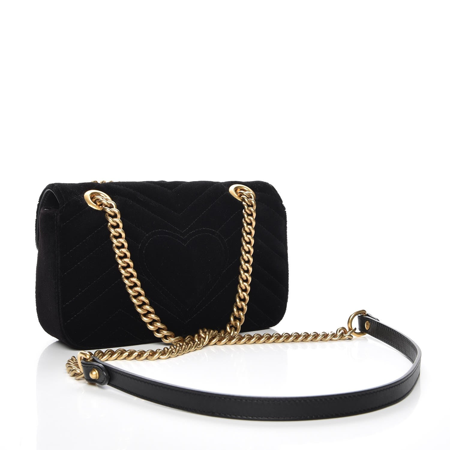 Gucci Velvet Matelasse Mini GG Marmont Shoulder Bag Black 3 of 8