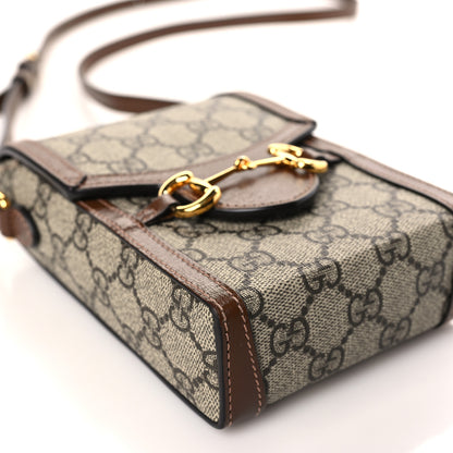 Gucci GG Supreme Monogram Mini Horsebit 1955 Crossbody Bag Beige Brown Sugar 8 of 9