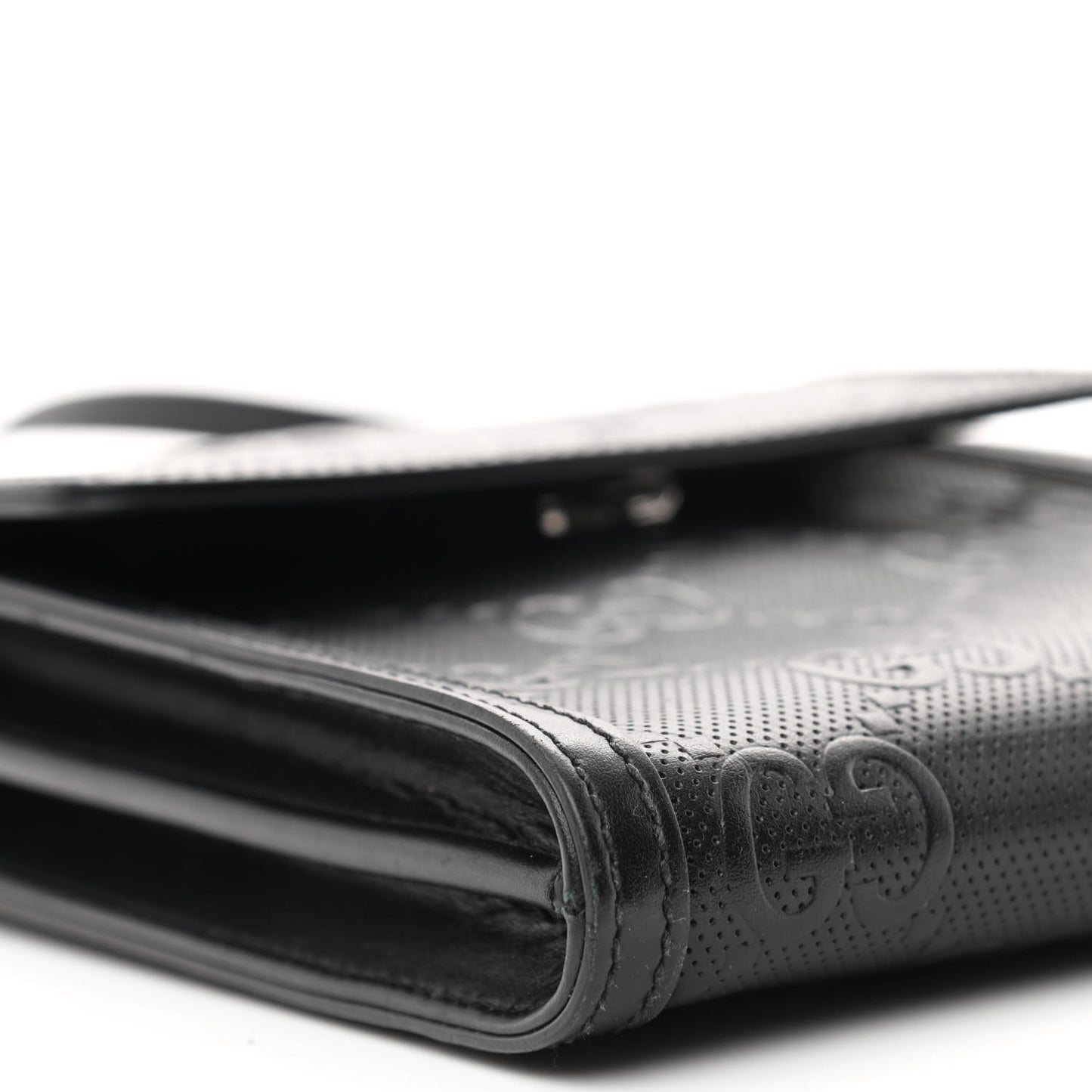 Calfskin GG Tennis Embossed Messenger Bag Black