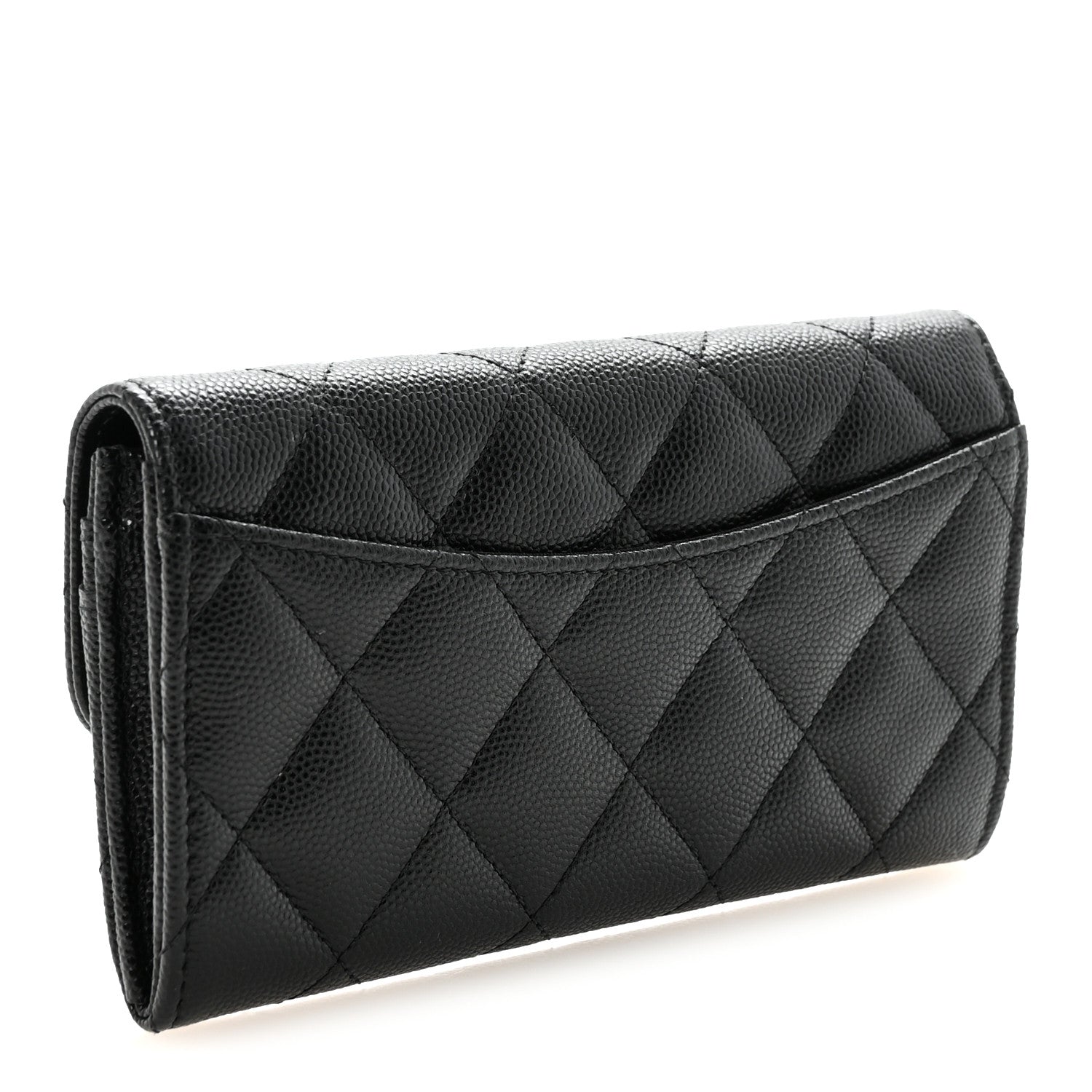Chanel Caviar Quilted Medium Gusset Flap Wallet Black 3 of 9