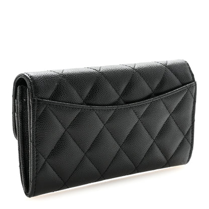 Chanel Caviar Quilted Medium Gusset Flap Wallet Black 3 of 9