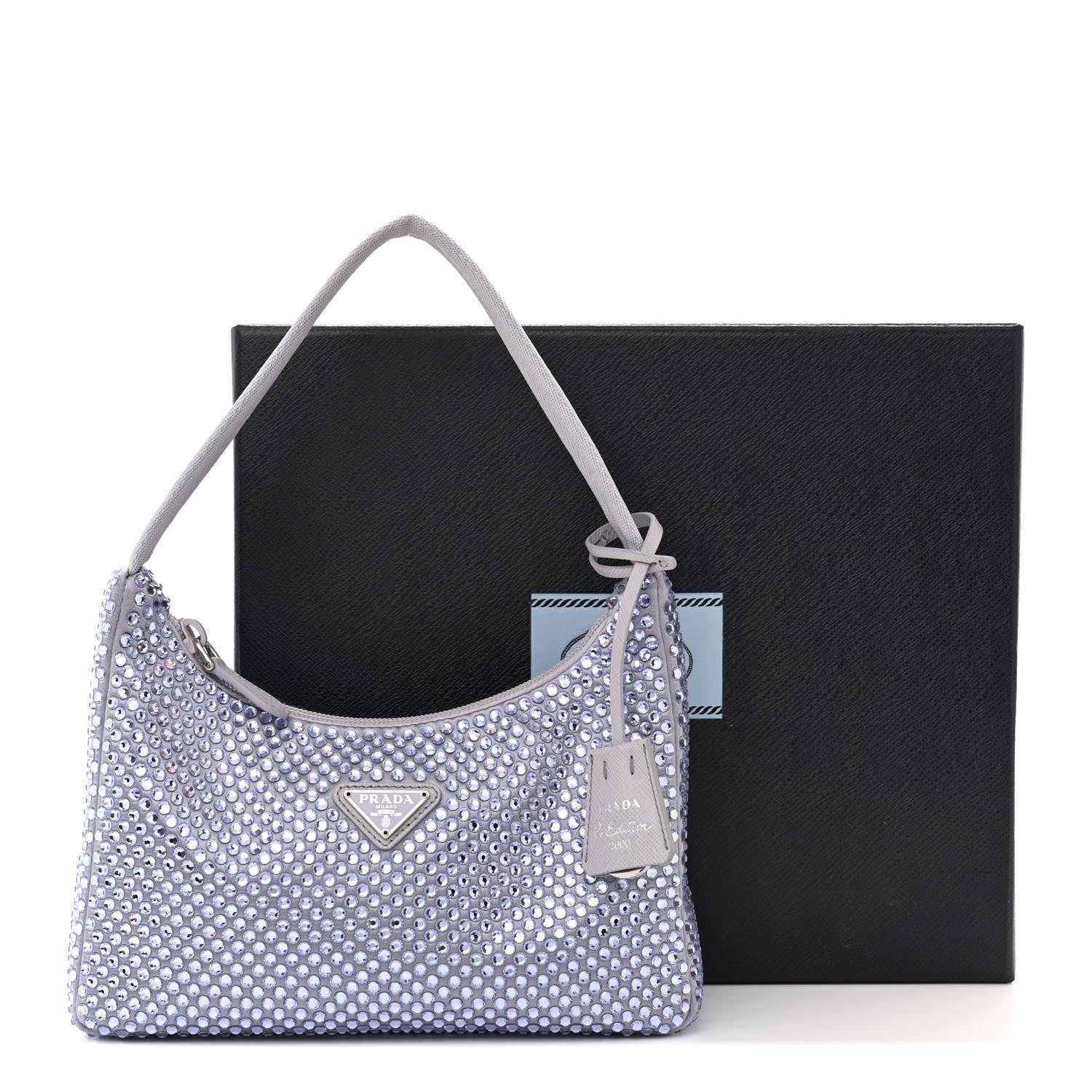 Prada Satin Crystal Mini Re-Edition 2000 Bag Glicine 3 of 11
