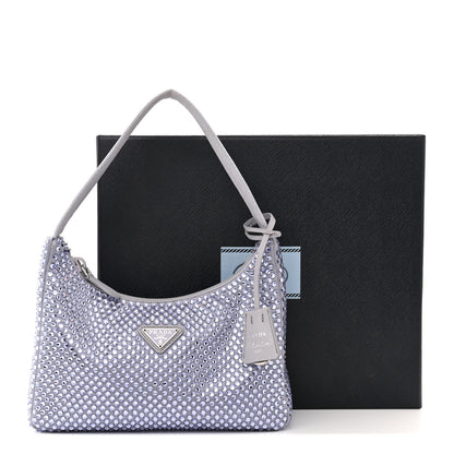 Prada Satin Crystal Mini Re-Edition 2000 Bag Glicine 3 of 11