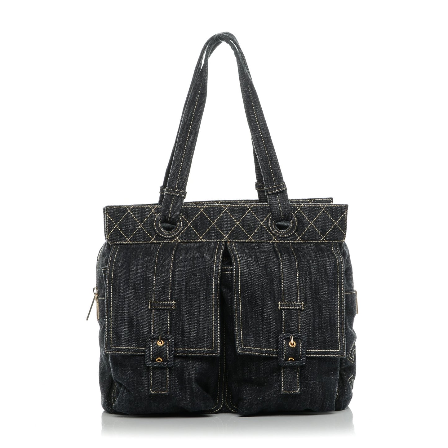 Denim CC Double Pocket Shoulder Bag Blue