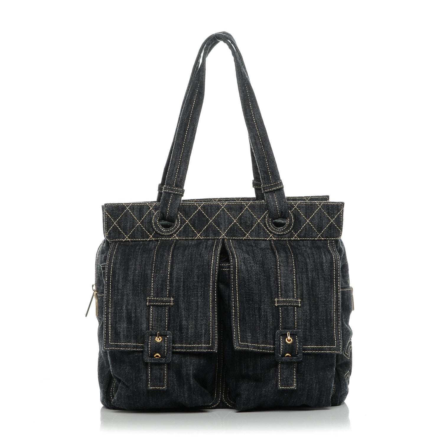 Chanel Denim CC Double Pocket Shoulder Bag Blue 1 of 7