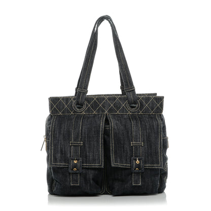 Chanel Denim CC Double Pocket Shoulder Bag Blue 1 of 7