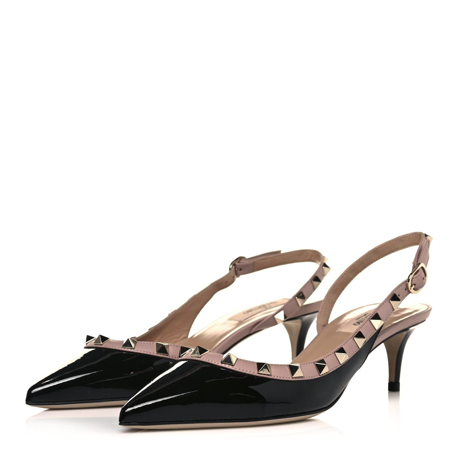 Valentino Garavani Patent Nappa Rockstud Half D'Orsay Slingback 50mm Pumps 37 Black Poudre 3 of 11