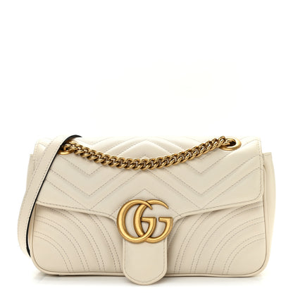 Gucci Calfskin Matelasse Small GG Marmont Shoulder Bag White 1 of 9