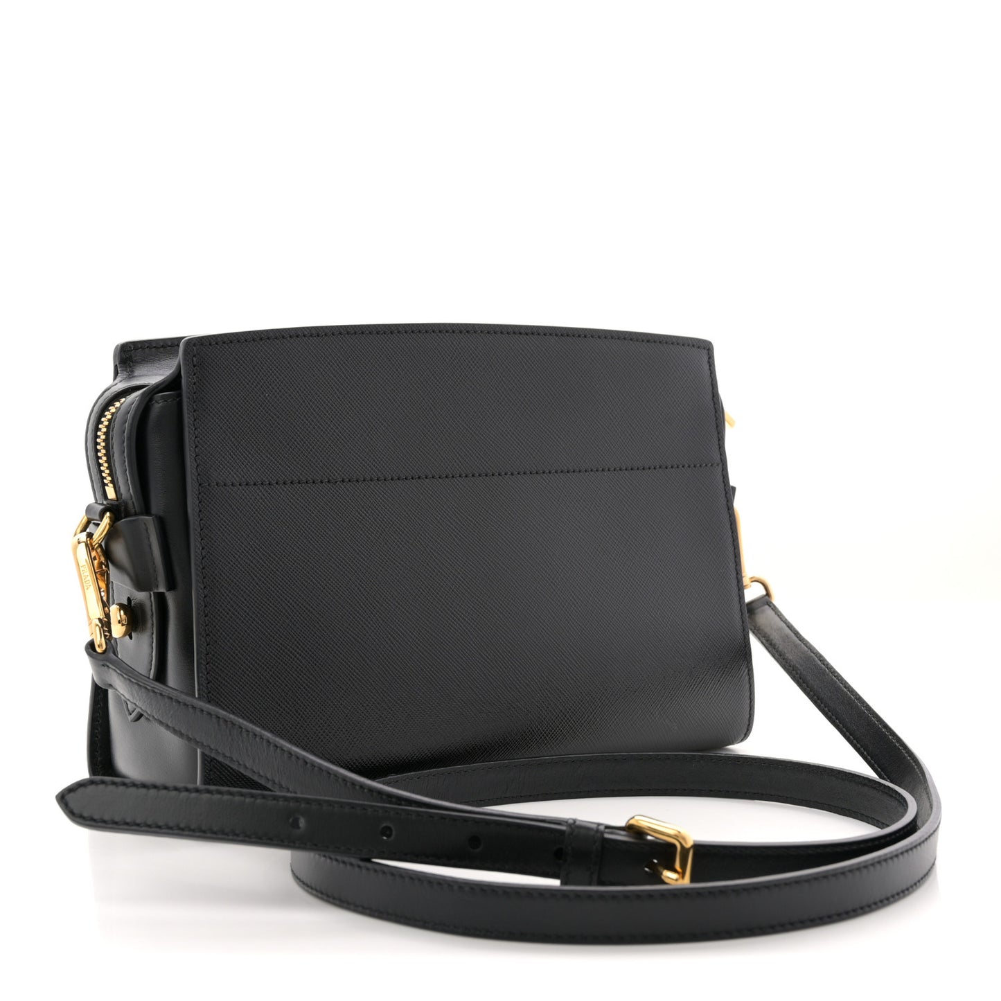 Saffiano City Calfskin Esplanade Crossbody Bag Black