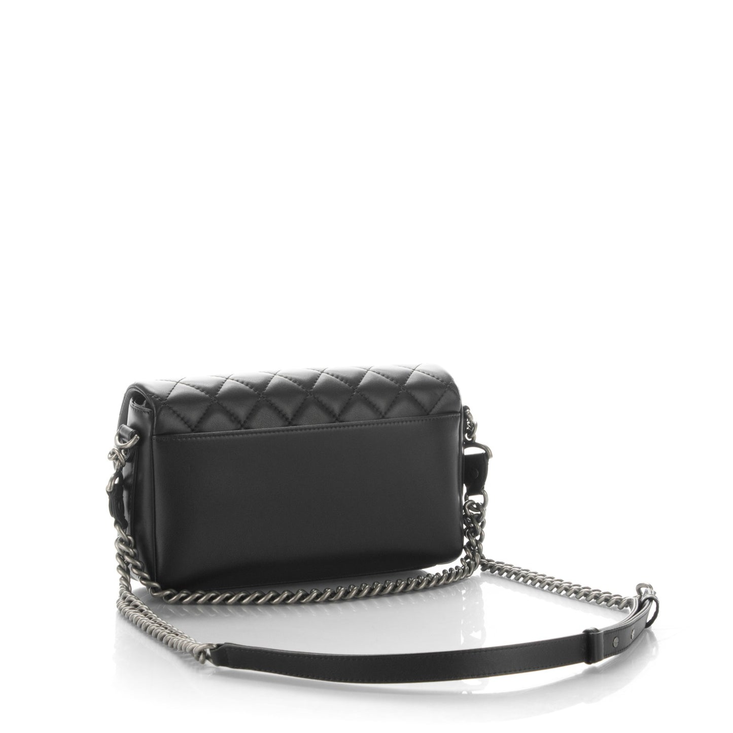 Calfskin Quilted Large Rock My Shoulder Flap Black