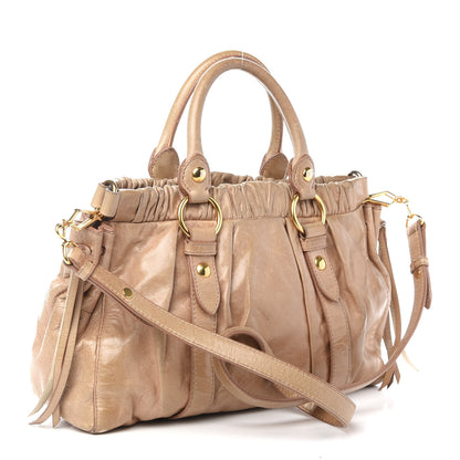 Miu Miu Vitello Lux Gathered Tote Beige 3 of 14