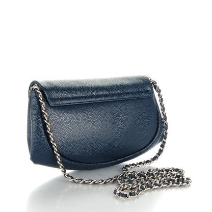 Chanel Caviar Half Moon Wallet On Chain WOC Navy Blue 3 of 9