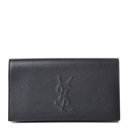 Saint Laurent Calfskin Monogram Large Belle De Jour Clutch Navy 1 of 7