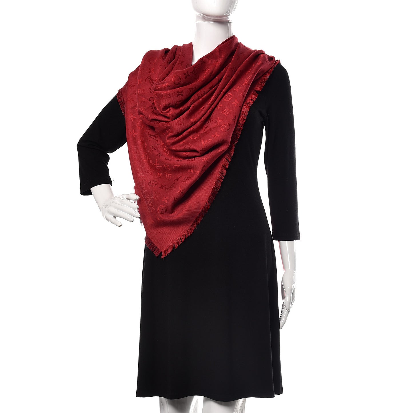 Silk Wool Monogram Shawl Pomme D'Amour
