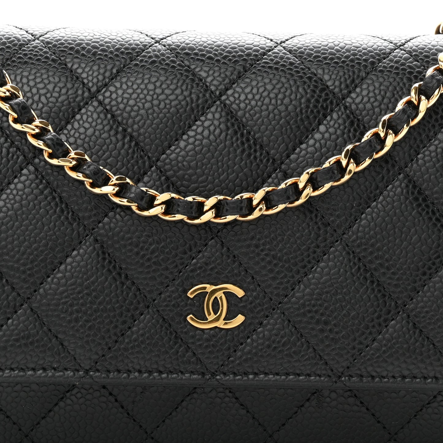 Caviar Quilted Wallet On Chain WOC Black