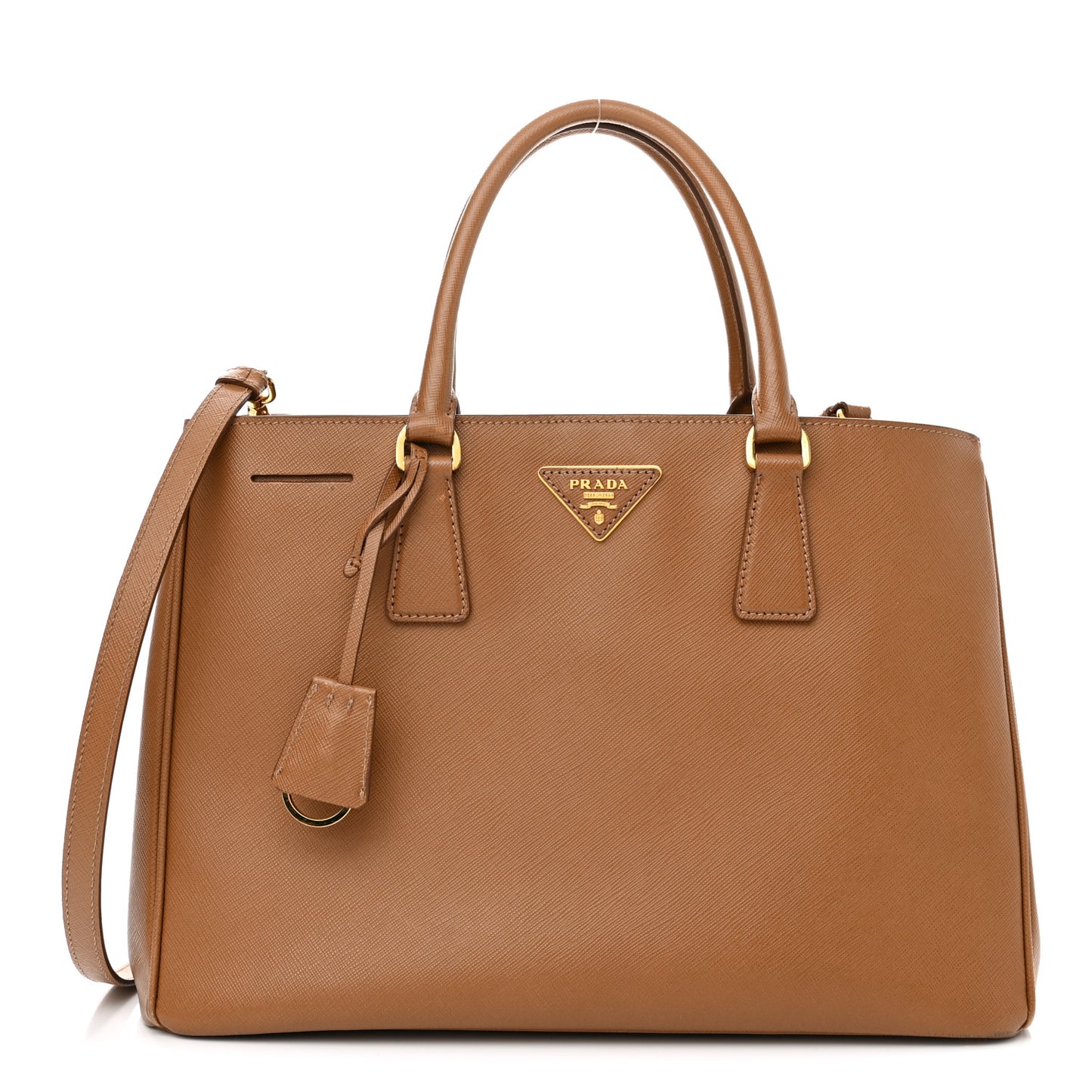Saffiano Lux Medium Tote Caramel