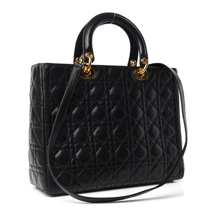 Christian Dior Lambskin Cannage Large Lady Dior Black 3 of 9