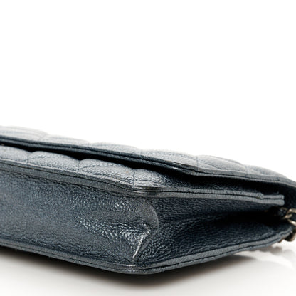 Chanel Pearly Caviar Quilted Wallet on Chain WOC Grey 11 of 12