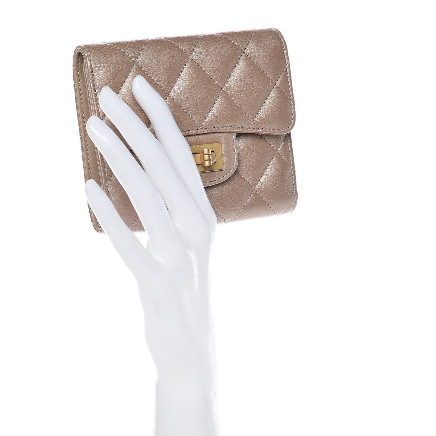 Metallic Calfskin Quilted Reissue Compact Wallet Gold