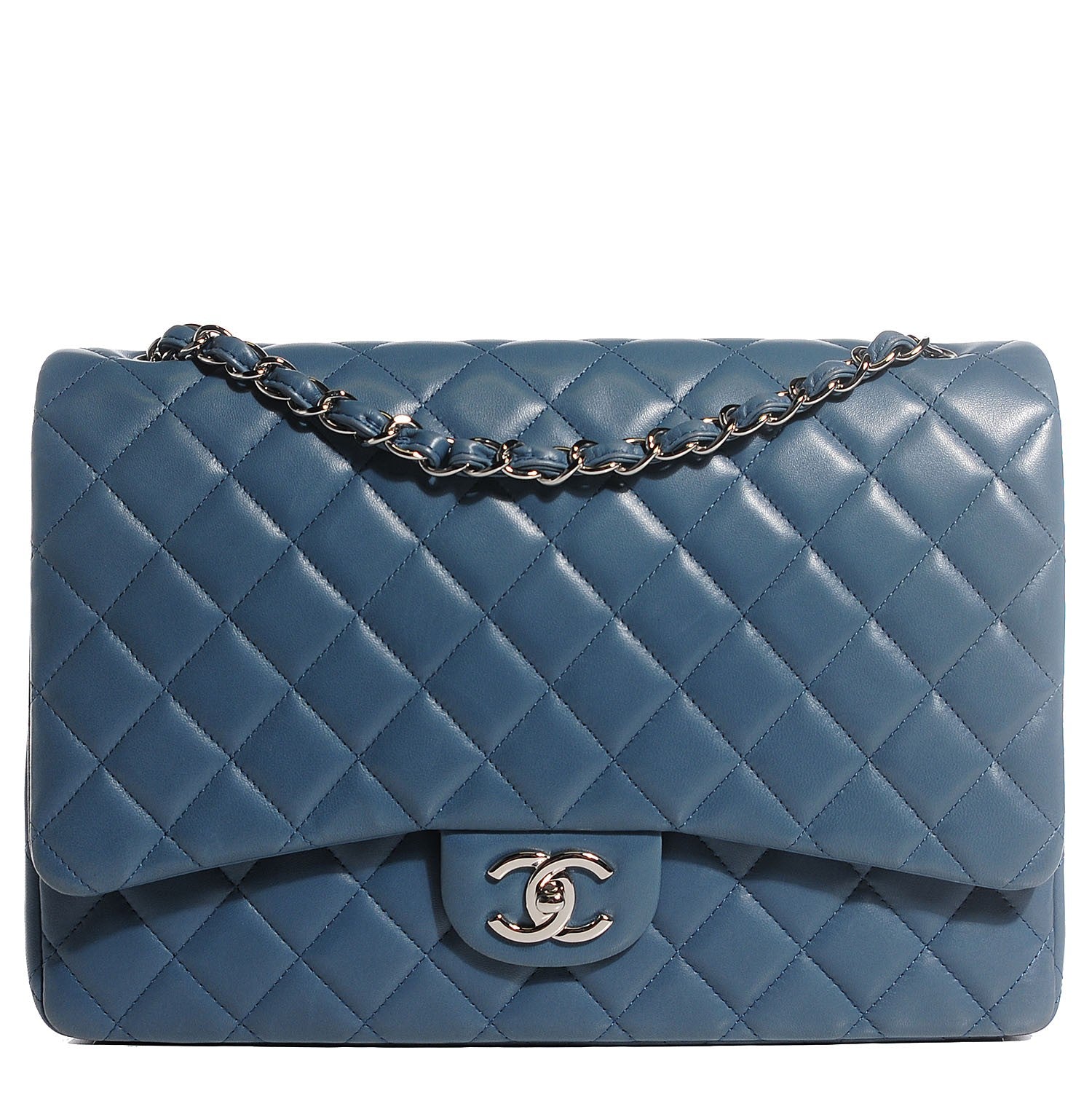Chanel Lambskin Quilted Maxi Double Flap Turquoise 1 of 8