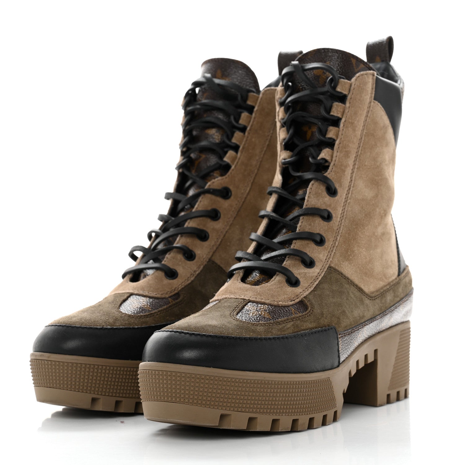 Louis Vuitton Suede Calfskin Monogram Laureate Platform Desert Boots 40 Taupe 3 of 9