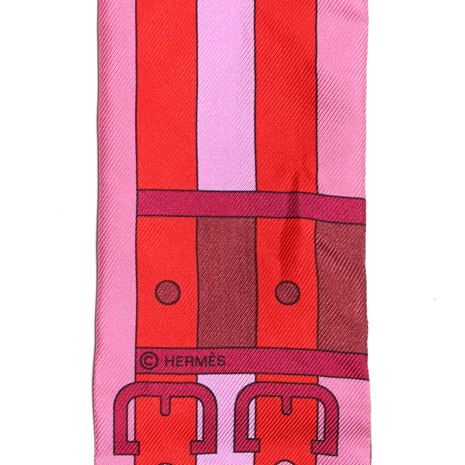 Hermes Silk Rocabar Twilly Rose Vif Bordeaux 3 of 4