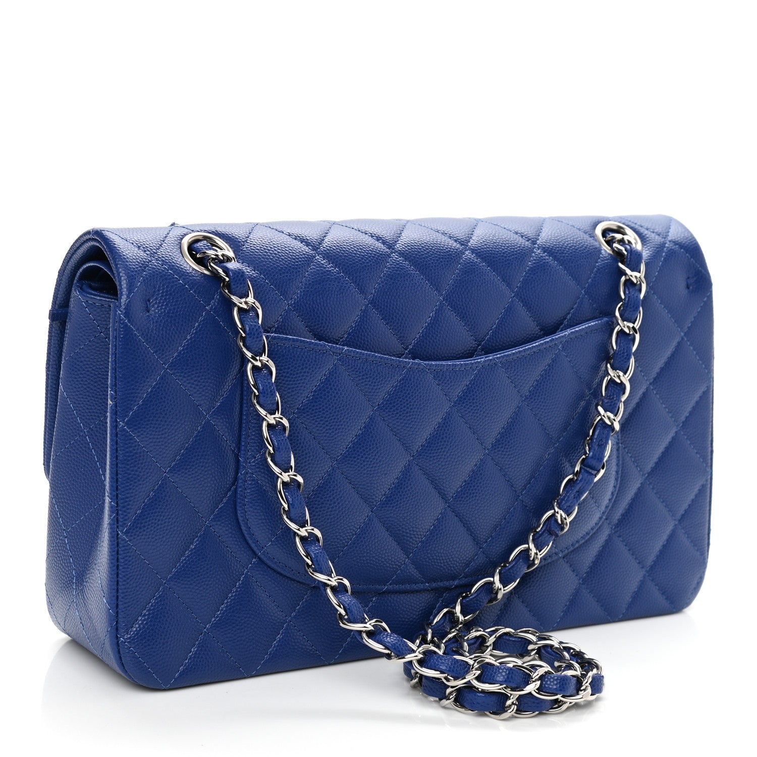 Chanel Caviar Quilted Medium Double Flap Blue 3 of 10