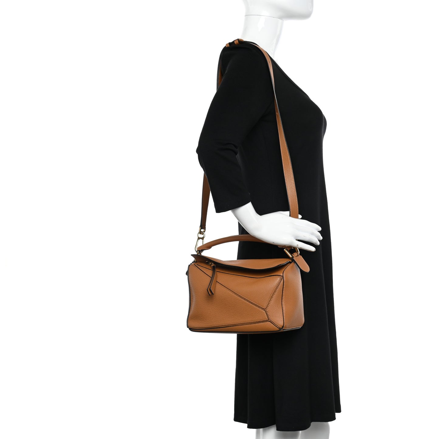 Grained Calfskin Small Puzzle Bag Tan
