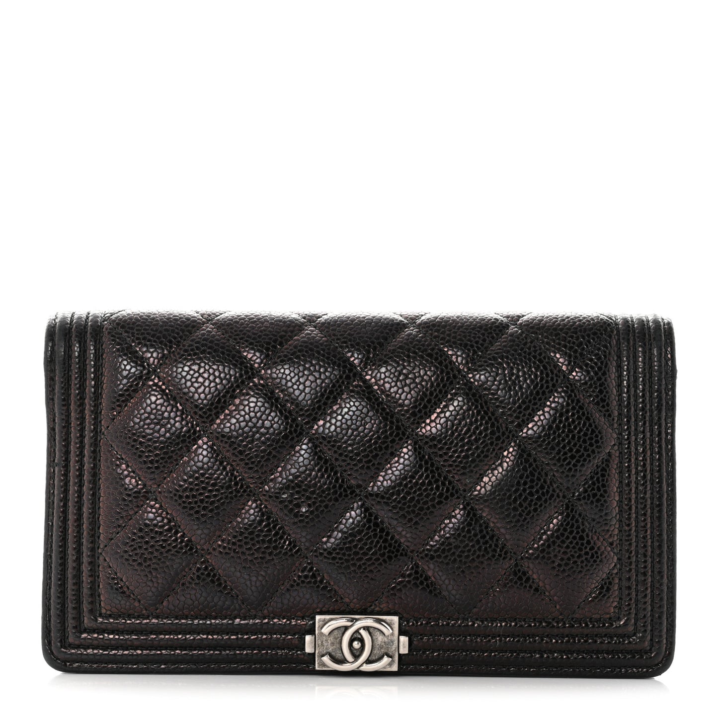 Caviar Quilted Boy Yen Wallet Black