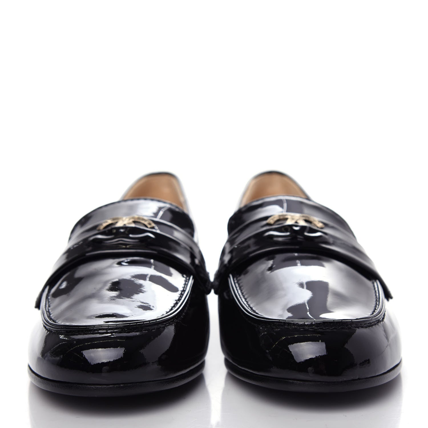 Chanel Patent CC Mocassin Loafers 36.5 Black 2 of 11