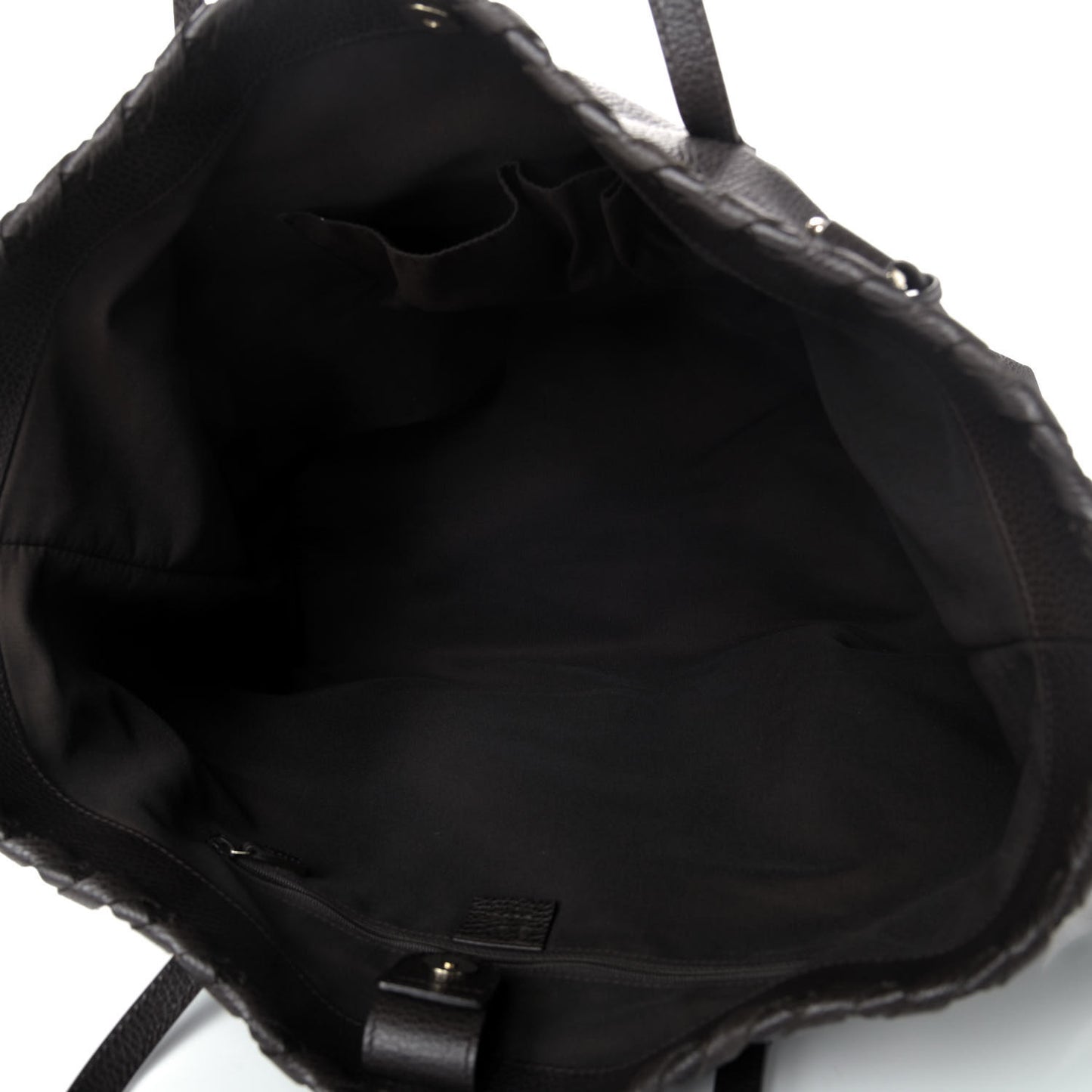 Pebbled Calfskin Large Bamboo Tassel Tote Dark Brown