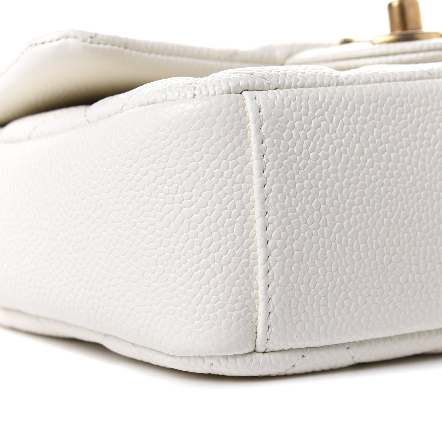 Caviar Quilted Mini Chain Soul Flap White